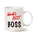 Funny Christmas Gifts Boss Coffee Mug, World's Best Boss Mug White Work and Office Holiday or Birthday Present for Worlds Best Male or Female Boss, Manager or Coworker