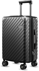 LUGGEX Luggage with Spinner Wheels - Polycarbonate Expandable Hard Shell Suitcase, Carry-On 20-Inch, Black