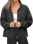 Zeagoo Womens Zip Up Jacket Cropped Hoodie Long Sleeve Active Hooded Sweatshirts Fall Outfits Plus Size Dark Grey XXL