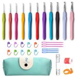 Buylorco Crochet Hooks 11 Size Crochet Hook Set with Soft Handle and Case Crochet Needle Kit for Beginners Knitting Needle Kit Yarn Crochet Kit 2mm(B) to 8mm(L)