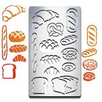 MAYJOYDIY Bread Metal Stencil Bread Theme Metal Journal Stencils Reusable Stainless Steel Template Baguette Toast Bread Croissants Stencils 4×7inch DIY Scrapbooking Album Journaling