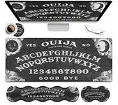 Gaming Mouse Pad XXL Large Desk Mat Ouija Board Witch Extended Mousepad Non-Slip Rubber Mice Pads Stitched Edges(31.5x11.8 In)Ergonomic Premium Memory Foam Keyboard Wrist Rest and Black Mouse Pad Set