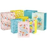 Hallmark Spring Gift Bags in Assorted Sizes (8 Bags: 4 Medium 9", 4 Large 13") Florals, Lemons, Teal, Pink and Yellow for Easter, Birthdays, Mother's Day, Bridal Showers