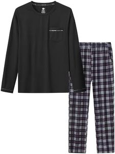 MoFiz Men's Pajamas Plaid Sets Sleepwear Sleep Long Sleeve Shirts and Pants Pajama Set Soft Mens Pjs Lounge Set with Pockets, Style-b, 3X-Large