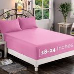 Elegant Comfort 1500 Premium Quality Fitted Sheet Ultra Soft 18-24 Inch Extra Deep Pocket - Single Fitted Sheet for High Mattress - Wrinkle Free with Smart Storage Pockets, Twin/Twin XL, Light Pink