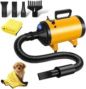 VOLKWELL 3200W/4.3HP Pet Grooming Dryer, Adjustable Speed & Temperature Control Yellow Dog Blow Dryer, High Velocity Dog Hair Dryer with 4 Nozzles（Yellow