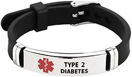 Chili Jewelry Women Men's Red Medical Alert ID Bracelets for Emergency First Aid Laser Engraved Stainless Steel Adjustable Silicone Wristband Bracelets, Metal, stainless steel