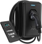 Masterplug Smart EV Home Wall Charger for Type 2 Electric and Plug-In Hybrid Vehicles, Tethered with 5m Cable, Mode 3, App Control, Solar Charging, Single Phase, Black, IP55, 7.4kW, 32A, EVCM3ST7B-MP