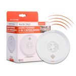SAFE TECH Mains Powered Radio Interlink 3 In 1 Multi Sensor Smoke Alarm, Dual Interlink 230v Smoke Heat Carbon Monoxide 3 in 1 Alarm with 10 Year Battery, Hardwired Interlinked Smoke Alarm BS 5839‑6