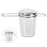 Tea Infuser,Stainless Steel Tea Steeper Fine Mesh Filters, Large Capacity Tea Strainer With Folding Handle And Lid,Hanging On Teapots Mugs Cups To Steep Loose Leaf Tea And Coffee(1 Piece,Silver)