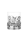 A E Williams Whisky Tumbler with Pewter Swirl Design | Heavy Bottom Crystal Glasses| Wine Cocktail Bourbon Drinking Glass | Unique Gift for Men Birthday Party Anniversary