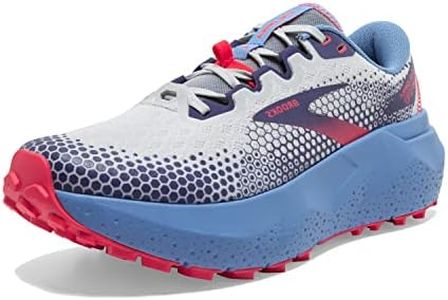 Brooks Women’s Caldera 6 Trail Running Shoe - Oyster/Blissful Blue/Pink - 9 Medium