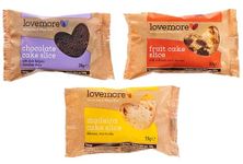 Gluten Free Cakes Selection, 5 Lovemore Gluten Free Fruit Slices, 5 Lovemore Madeira Cake Slice and 5 Lovemore Gluten Free Chocolate Cake Slices, Individually Wrapped, From Urban Wellbeing