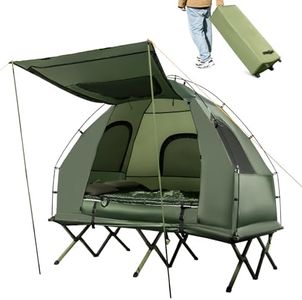 Costway 2-Person Outdoor Camping Tent Cot, Foldable Camping Tent with Air Mattress & Sleeping Bag, Waterproof Elevated Camping Tent with Carry Bag, Portable Camping Tent Cot