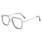 Dervin Blue Light Blocking Blue Cut Zero Power anti-glare Retro Square Eyeglasses, Frame for Eye Protection from UV by Computer/Tablet/Mobile/Laptop (Grey)