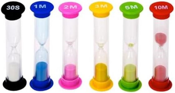 I-MART Plastic Sand Timer Sandglass Hourglass Sand Clock Timer 30 sec, 1 min, 2 mins, 3 mins, 5 mins, 10 mins (Pack of 6)