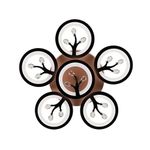 MNKD COLLECTION Center Circle Light Ceiling LED Chandelier Lamp - Elegant Modern Illumination 3in1 Colours with Remote Control for Living Room-Crystal,Brown Body Colour