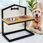 EMIWUD FURNITURE Adjustable Height Elevated Dog Bowls Feeder Station|Raised Pet Bowls for Healthy Eating|Perfect for Large and Small Dogs|?50L x 25W x 50H Cm|Pine Wood
