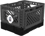 Bigant Heavy Duty Collapsible & Stackable Plastic Milk Crate - Snap Lock Foldable Industrial Garage Storage Bin Container Utility Tote Basket (Charcoal Gray, 1 Small Crate)