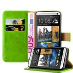 Cadorabo Book Case Compatible with HTC One M7 in Grass Green - with Magnetic Closure, Stand Function and Card Slot - Wallet Etui Cover Pouch PU Leather Flip