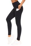 THE GYM PEOPLE Thick Thermal Fleece Lined Leggings with Pockets, Tummy Control Workout Running Yoga Pants for Women (Medium, Fleece Lined-Black)