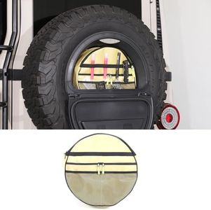 Spare Wheel Storage Box Organizer Bag Compatible with INEOS Grenadier 2020-2025, Rear Door Spare Tire Cover Storage Bag, Tailgate Spare Tire Carrier Storage Box Cargo Storage Bag, Oxford (Beige)