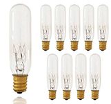 Pack of 10 Bulbs 15 Watt T6 Tubular 15T6 Light Bulb for Himalayan Salt Lamps, Fits E12 Socket, Candelabra Base