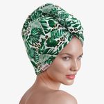 Brook + Bay Microfiber Hair Towel Wrap - Quick Dry Microfiber Towel for Hair - Anti-Frizz Plopping Turban - Machine Washable - Tropical