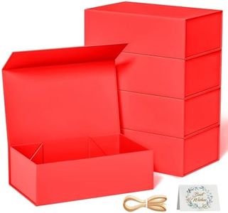 RYDDOY 5 Pack Red Gift Box, 12x6x4'' Gift box for Presents with Lids Magnetic Closure Rectangle Collapsible for Bridesmaid Proposal Box, Wedding, Christmas, Halloween, Birthday Gift Packging