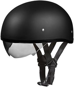 Daytona Helmets Half Skull Cap Motorcycle Helmet W/ Inner Shield DOT Approved [Dull Black] [M]