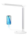 soysout LED Desk Lamp, Eye-Caring Table Lamp with USB Charging Port, 5 Lighting Modes with 7 Brightness Levels, Touch Control, 12W (White)