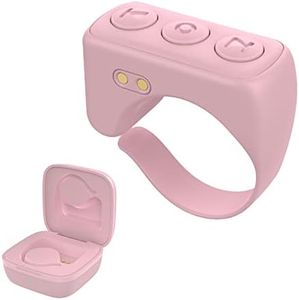 Wireless Remote Control for iOS& Android Page Turner Remote Fingertip Controller for TIK TOK Smart Clicker for Photos & Videos Chargeable Remote for Lazy Lying Down Control Cell Phones Pink