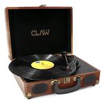 CLAW Stag Portable Vinyl Record Player Turntable with Built-in Stereo Speakers (Red Wood)