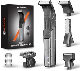 MAXGROOM Afeitadora Corporal Masculina 3 en 1, Depiladora Corporal Hombre con Peine Ajustable para Cuerpo y Zona Intima, en Seco y Húmedo, Pantalla LED y Recargable Tipo-C, Negro