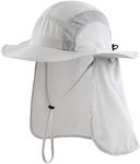 Magracy Outdoor Men's UPF 50+ Sun Protection Safari Hat Summer Wide Brim Sun Hat with Neck Flap Fishing Hat Light Grey