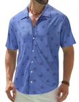 APTRO Men Hawaiian Shirts Short Sleeve Wrinkle Free Casual Tropical Shirts C11 Palm Navy L