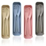 FVFVAHO Reusable Travel Cutlery Set with Case, Large Plastic Cutlery Set for 4, Portable Camping Knife Fork & Spoon set, Camping Picnic Accessories for Outdoor Travel Picnic Office School Lunch Box