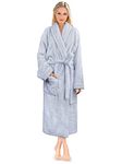 PAVILIA Premium Womens Plush Soft Robe Fluffy, Warm, Fleece Sherpa Shaggy Bathrobe, Light Blue, Small-Medium