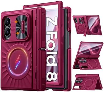 CENMASO Magnetic for Samsung Galaxy Z Fold 8 Case with Stand, Fit for Magsafe, Hinge Protection, Screen Protector, Built-in Dual Hidden Kickstand, Slim Shockproof Case for Galaxy Z Fold 8 Wide-Magenta