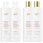 Dove Anti Frizz Smooth Shampoo & Conditioner for Frizz-Prone Hair, with Liquid Bio-Protein care 355 ML (2 Shampoo + 2 Conditioner)