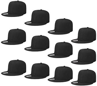 Falari Wholesale 12 Pack Snapback Hat Cap Hip Hop Style Flat Bill Blank Solid Color Adjustable Size G212-01-Black