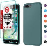 LeYi for iPhone 8 Plus Case: iPhone 7 Plus Case with 2 Pack Tempered Glass Screen Protectors, Shockproof Full-Body Liquid Silicone with Soft Anti-Scratch Microfiber Liner, Green…