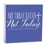 Not Today Satan Deep Lavender Cross 5 x 5 Wood Tabletop Sign Plaque