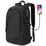 Anti Theft Business Laptop Backpack with USB Charging Port Fits 15.6 inch Laptop, Slim Travel College Bookbag for MacBook Computer, School Computer Bag for Women & Men by Mancro (Black)