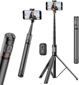 HOLD UP 72" Cell Phone Selfie Stick Tripod, Aluminum Phone Tripod All-in-1 with Integrated Remote, Portable Extendable Smartphone Tripod Stand Lightweight Travel Tripod Compatible with iPhone/Android