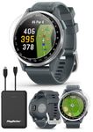 Garmin Approach S44 (Silver/Twilight) Golf GPS Smartwatch Bundle - 1.2" AMOLED Display, On-Course Features & 15H Battery Life with PlayBetter Screen Protectors & 5000mAh Portable Charger