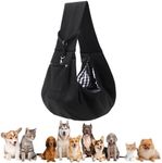 Puppy Sling Carrier for Small Dogs - Breathable Reversible Pet Sling with Storage Pocket, Hands-Free Dog Carrier for Travel/Shopping/Walking, Comfortable Cat & Puppy Sling (Black)