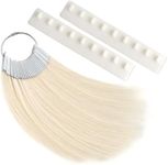 TENGNIUNIU 30 Pieces Human Hair Swatches Testing Color Samples for Salon, Lightest Blonde, 2 Free Swatches Holders 8 Inch