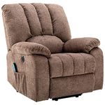 Power Lift Chair Electric Recliner for Elderly Heated Vibration Massage Fabric Sofa Motorized Living Room Chair with Side Pocket USB Charge Port&Massage Remote Control (Brown)