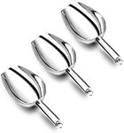 8 OZ Candy Ice Scoops Set of 3, P&P CHEF Stainless Steel Utility Scoop for Flour, Sugar, Pet Food, Perfect for Kitchen Garden Bath, Mirror Finish & Shiny Surface, Non-toxic & Durable, (Silver)